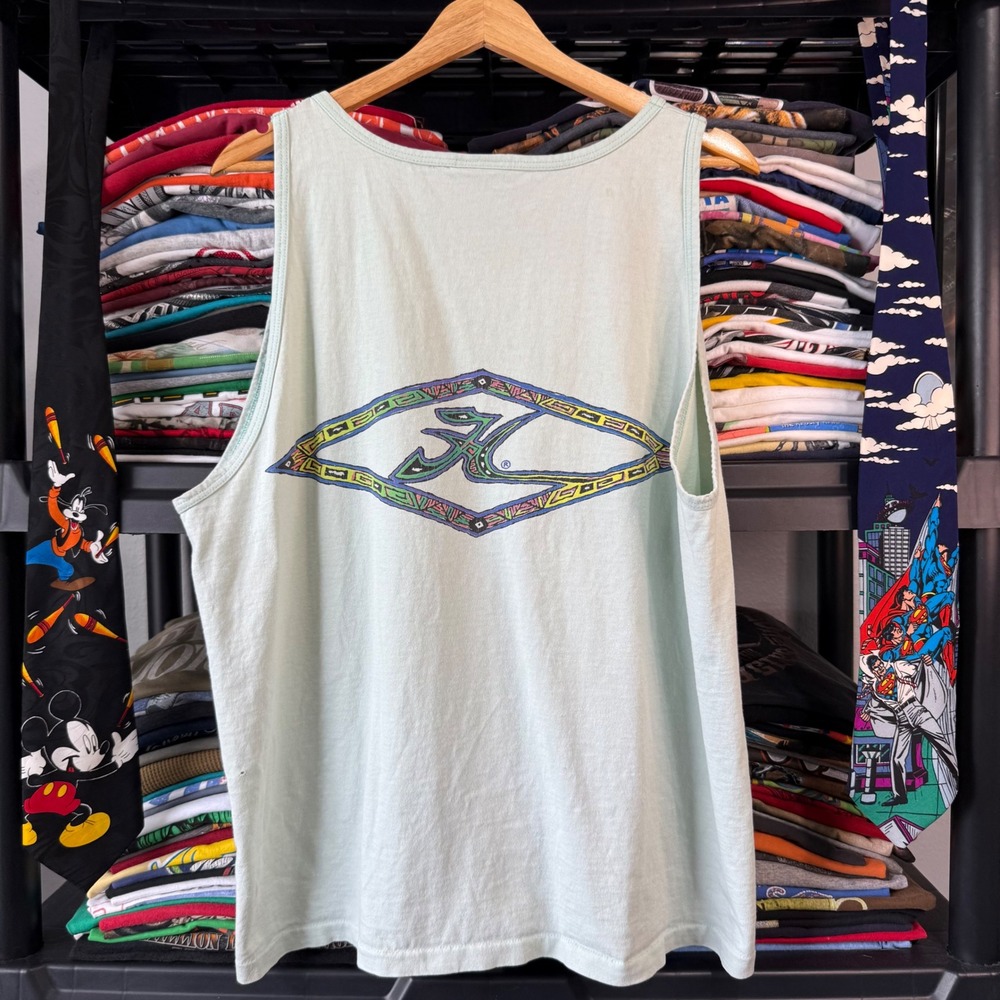 Vintage Mint Green Hobie Surf Graphic Tank Top Large Light Marks